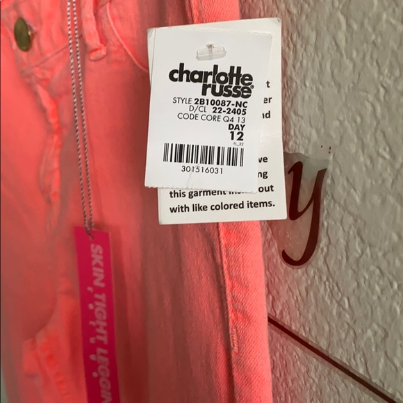 NWT Charlotte Russe Refuge Pink Skinny Jeans - Picture 8 of 8